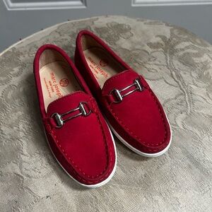 Marc Joseph New York Grand Street Red Suede Loafers with Silver Bit Hardware